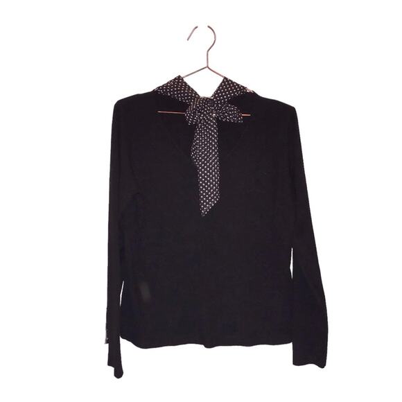 Vila Milano Black Sweater with Polka Dot Scarf, Size large - Picture 1 of 4